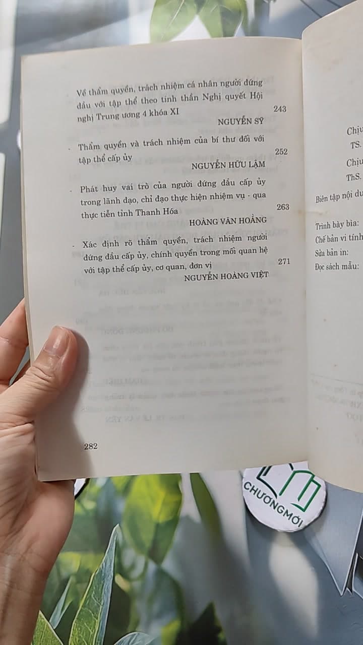Thẩm Quyền, Trách Nhiệm Của Người Đứng Đầu Cấp Ủy, Chính Quyền Trong Hệ Thống Chính Trị Hiện Nay 15